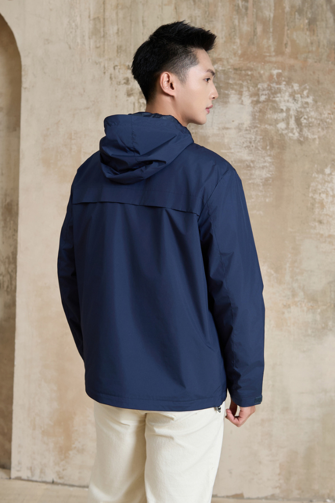 Áo Khoác Gió Có Mũ 2 Lớp - Túi Chéo, Chống Nước, Cản Gió