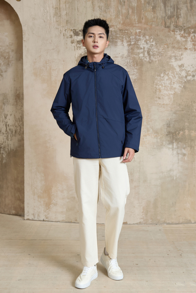 Áo Khoác Gió Có Mũ 2 Lớp - Túi Chéo, Chống Nước, Cản Gió