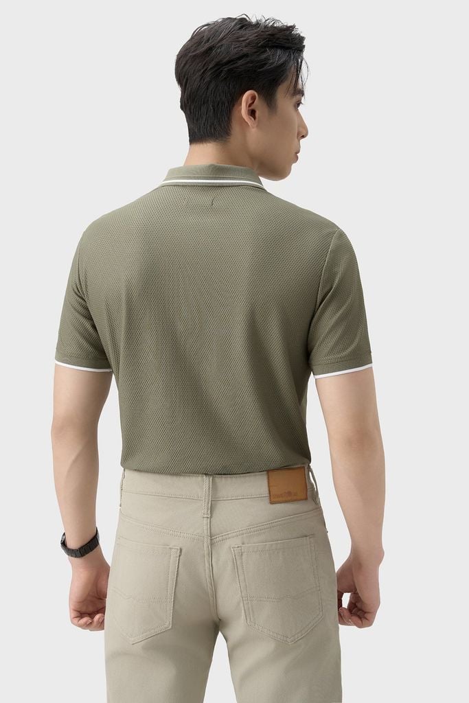 Áo Polo Nam Cộc Tay Suông Vừa - Họa Tiết Tổ Ong Thoáng Khí