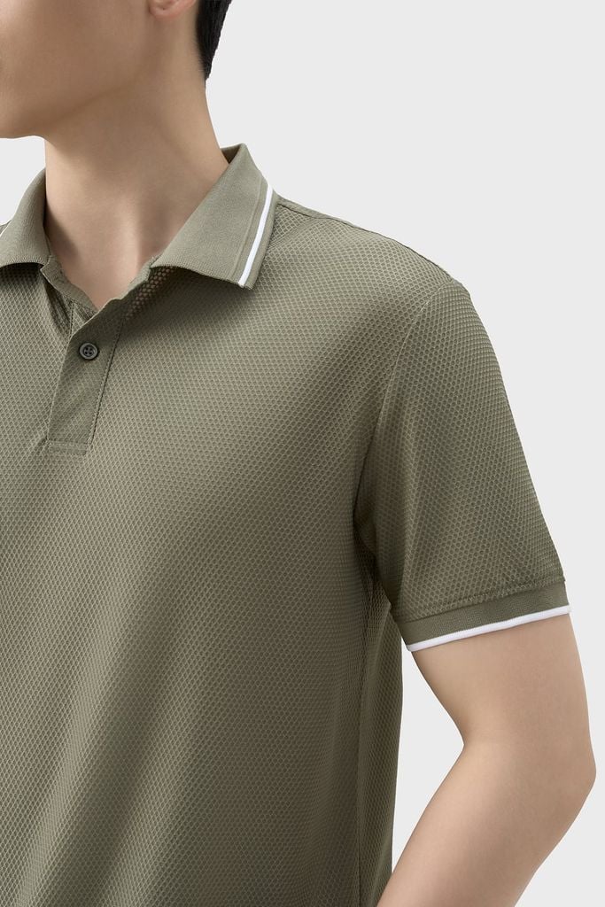 Áo Polo Nam Cộc Tay Suông Vừa - Họa Tiết Tổ Ong Thoáng Khí