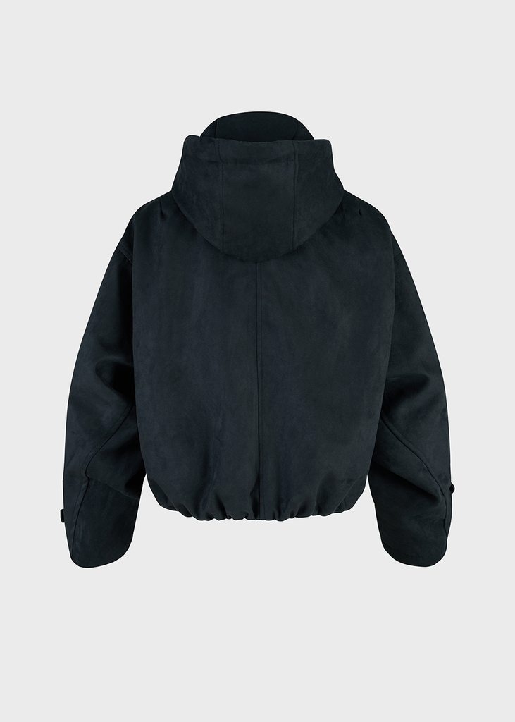 Áo Khoác Da Lộn Nữ Dáng Suông Có Mũ