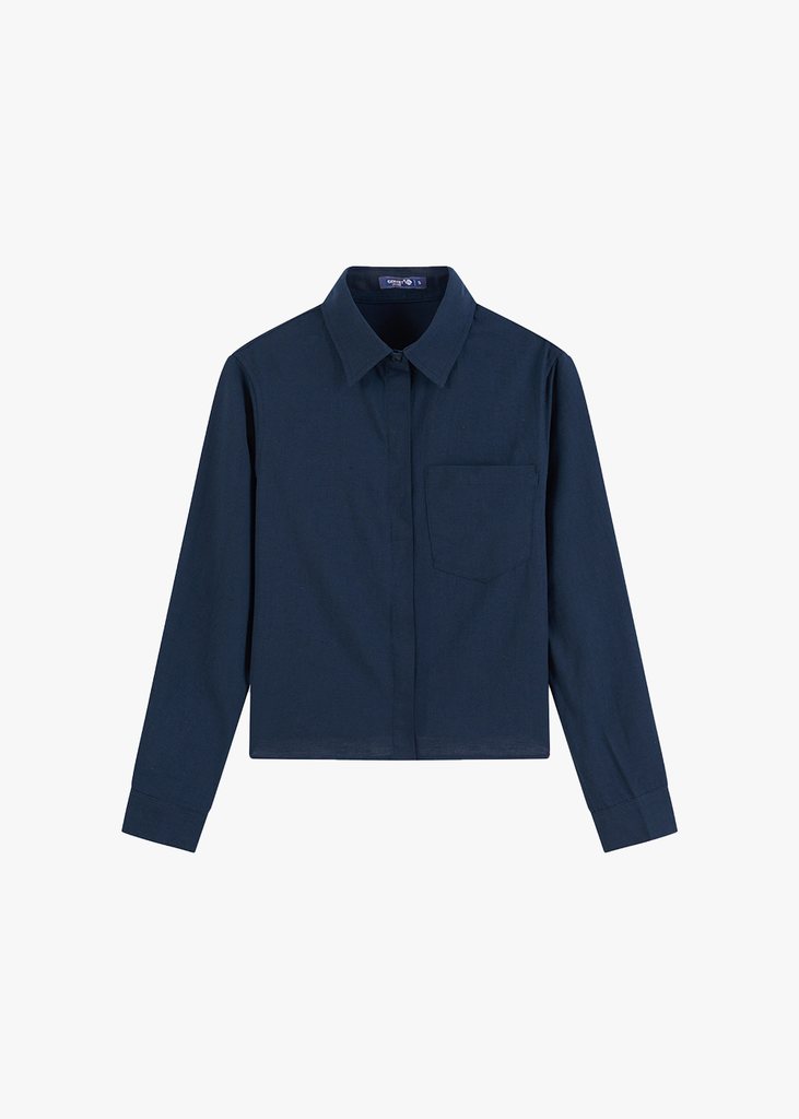 Áo Sơ Mi Nữ Dài Tay Croptop - Vải Thô Trẻ Trung Năng Động