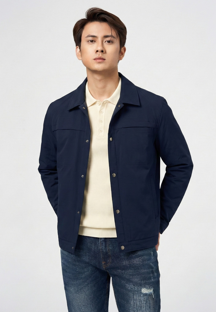Áo Khoác Nam Cổ Đức Jacket 2 lớp