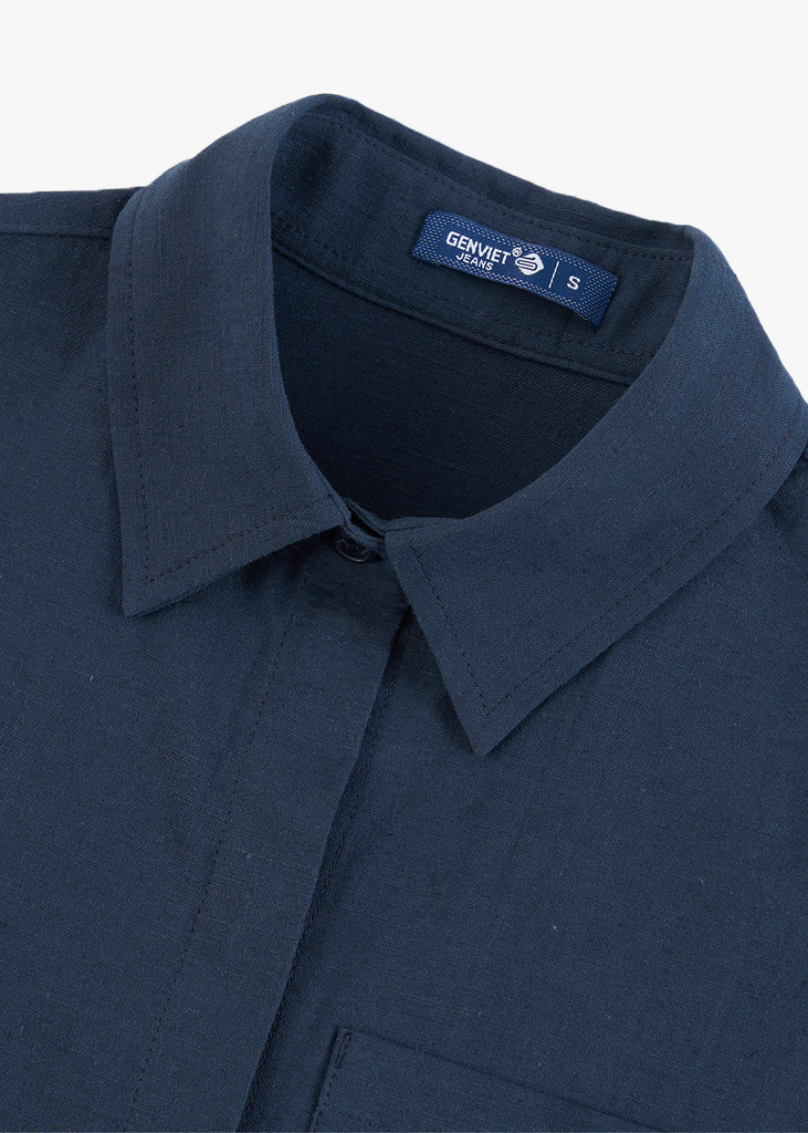 Áo Sơ Mi Nữ Dài Tay Croptop - Vải Thô Trẻ Trung Năng Động