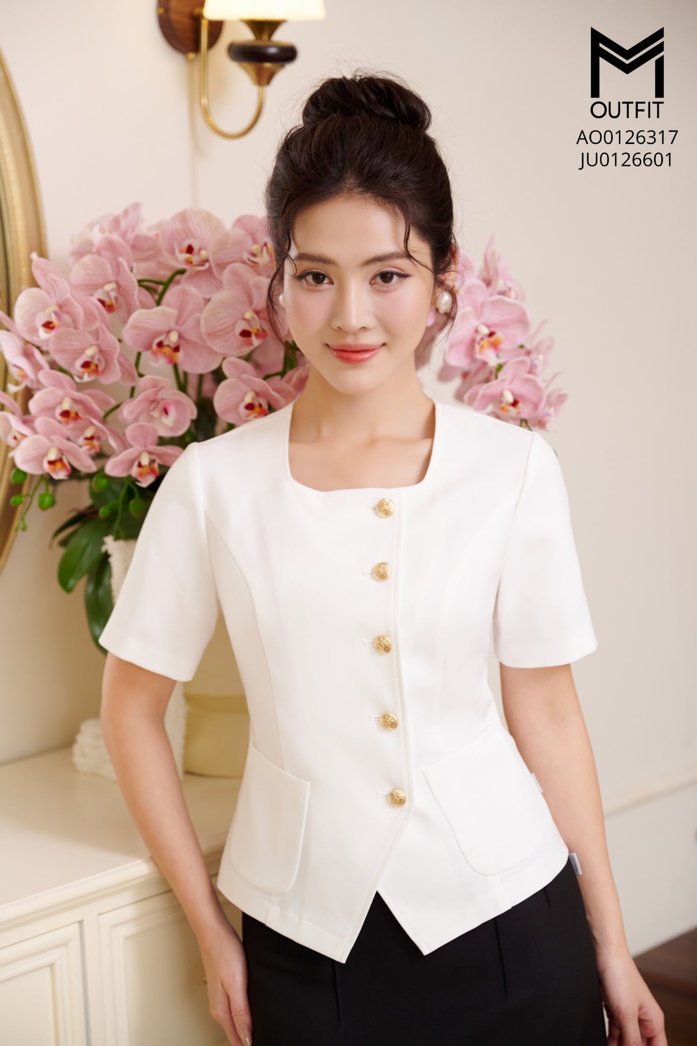 Áo kí giả cổ u nẹp lệch