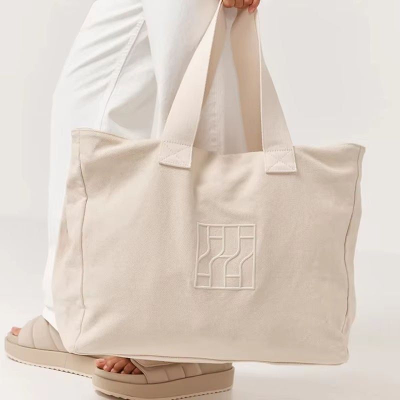  May Túi Tote Canvas Cỡ Lớn Thêu Logo Theo Yêu Cầu OEM/ODM– TB6070504 