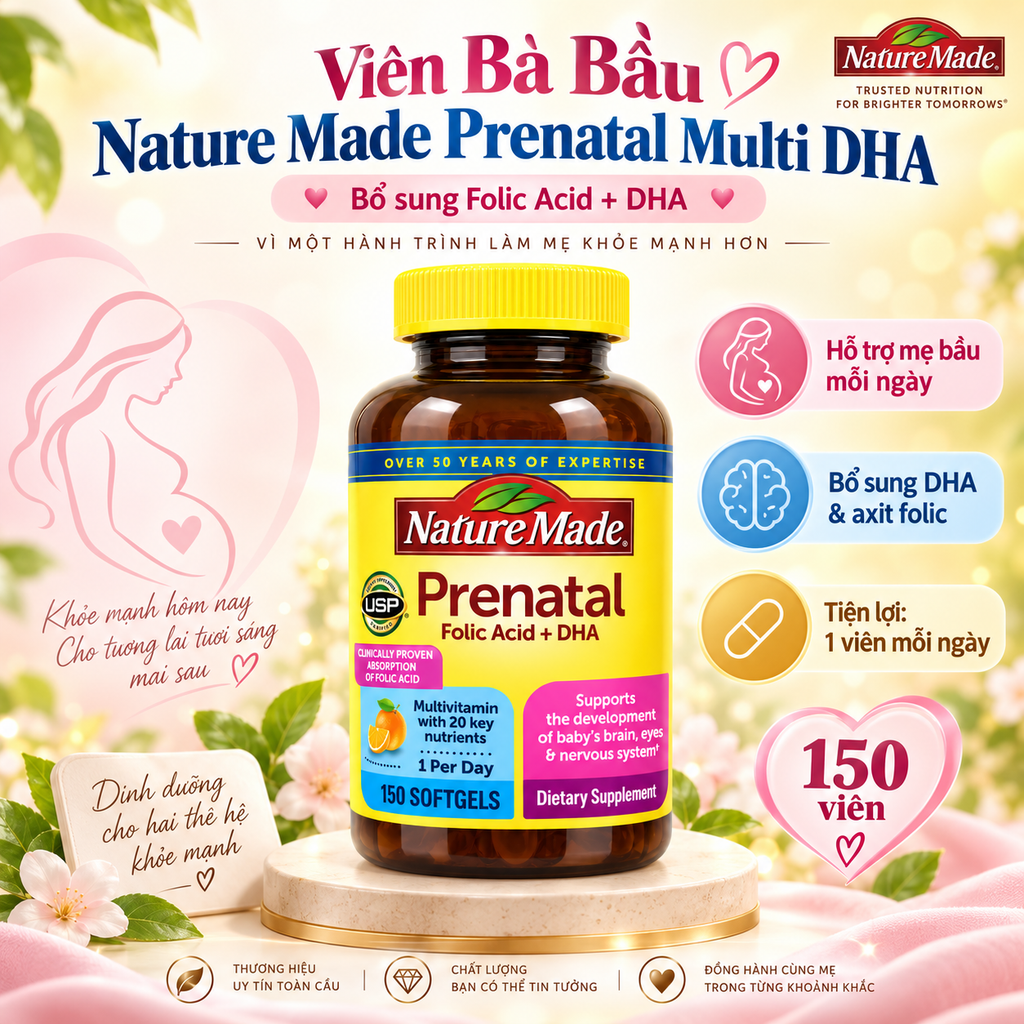 Viên Bà Bầu Nature Made Prenatal Multi DHA 150 Viên