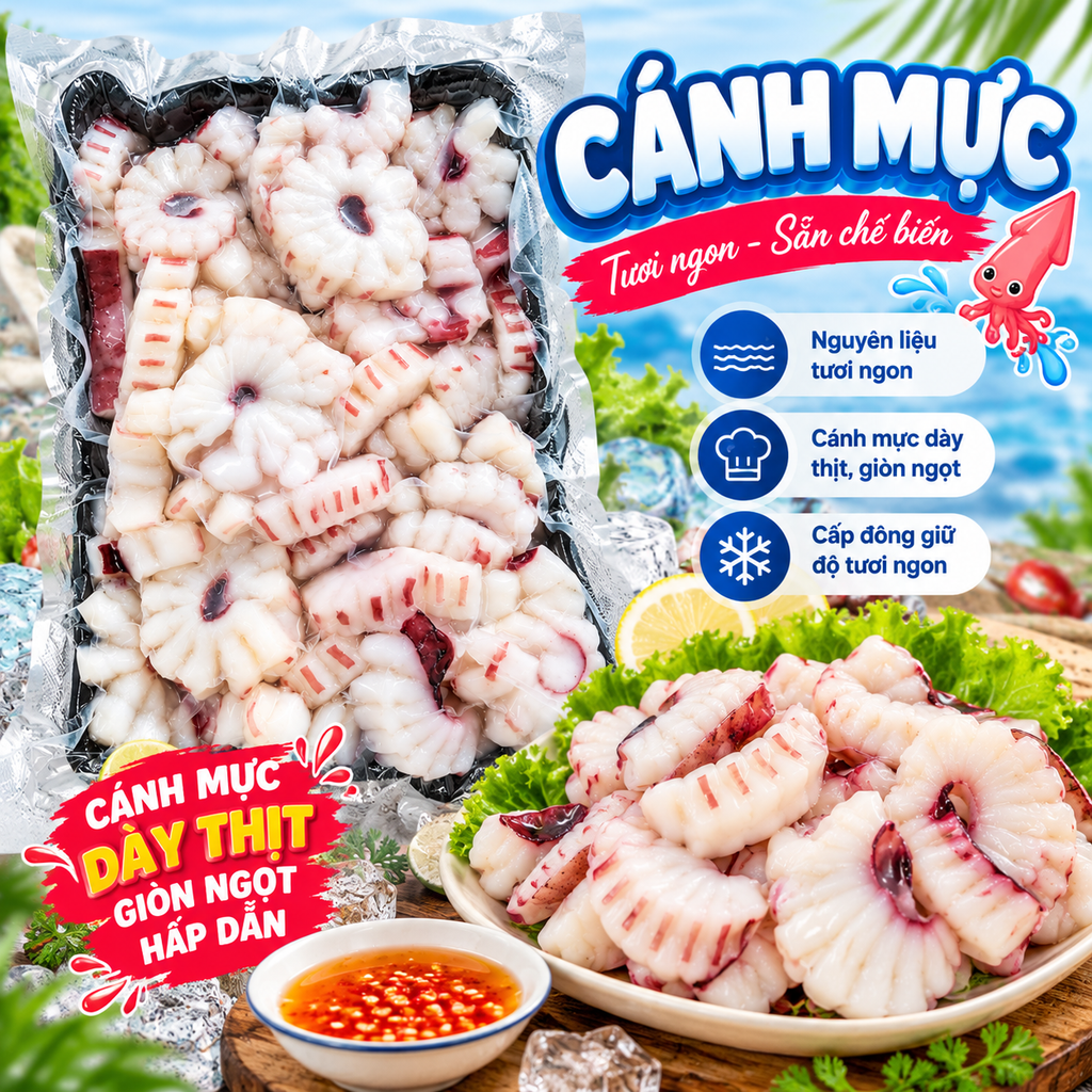 Cánh Mực Xẻ Hoa - Gói 500g
