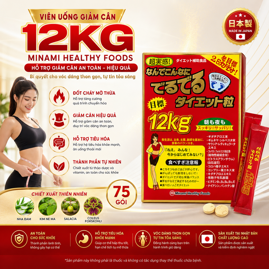 Viên uống giảm cân 12kg Minami Healthy Foods Nhật Bản - 75 gói