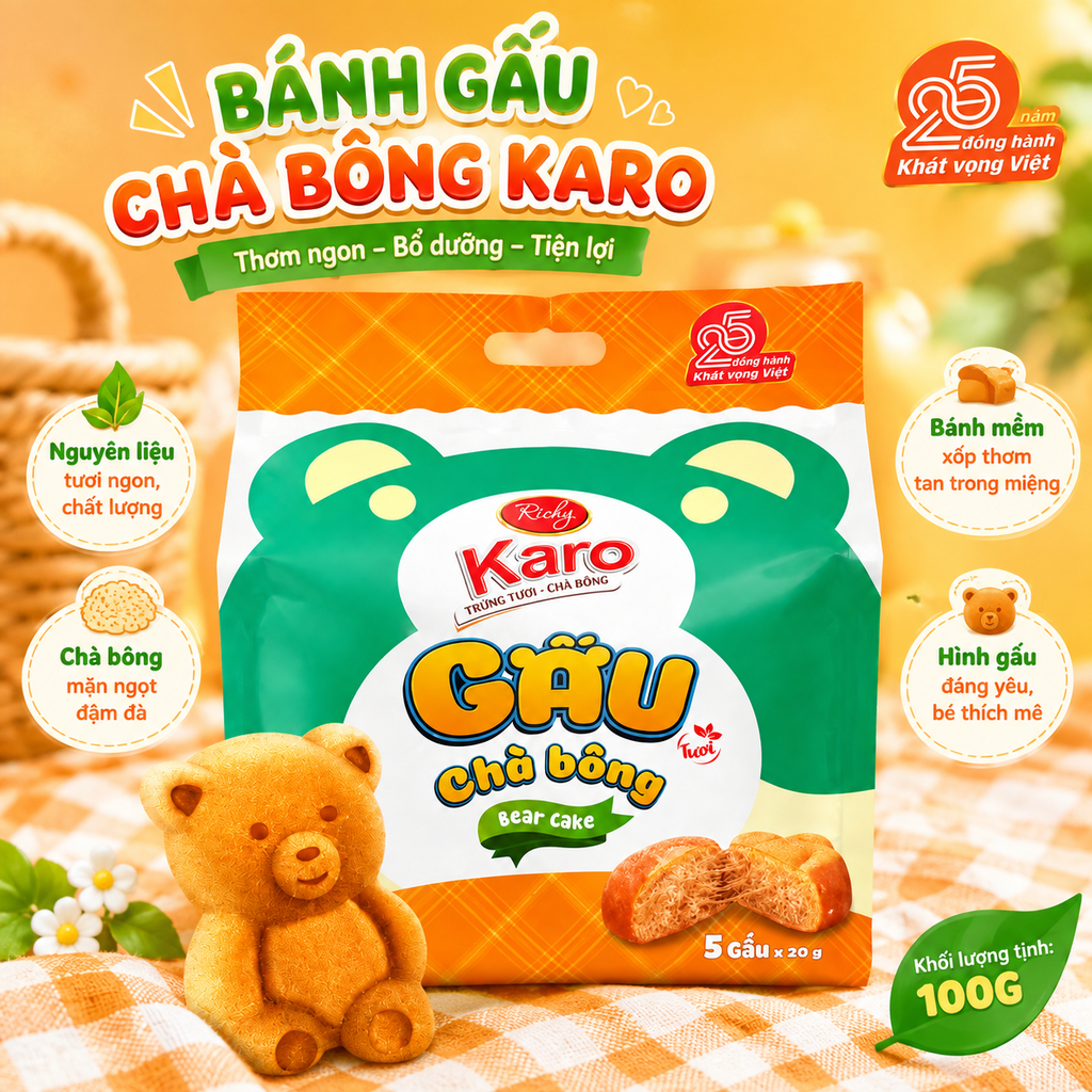 Bánh Gấu Chà Bông Karo - 100g