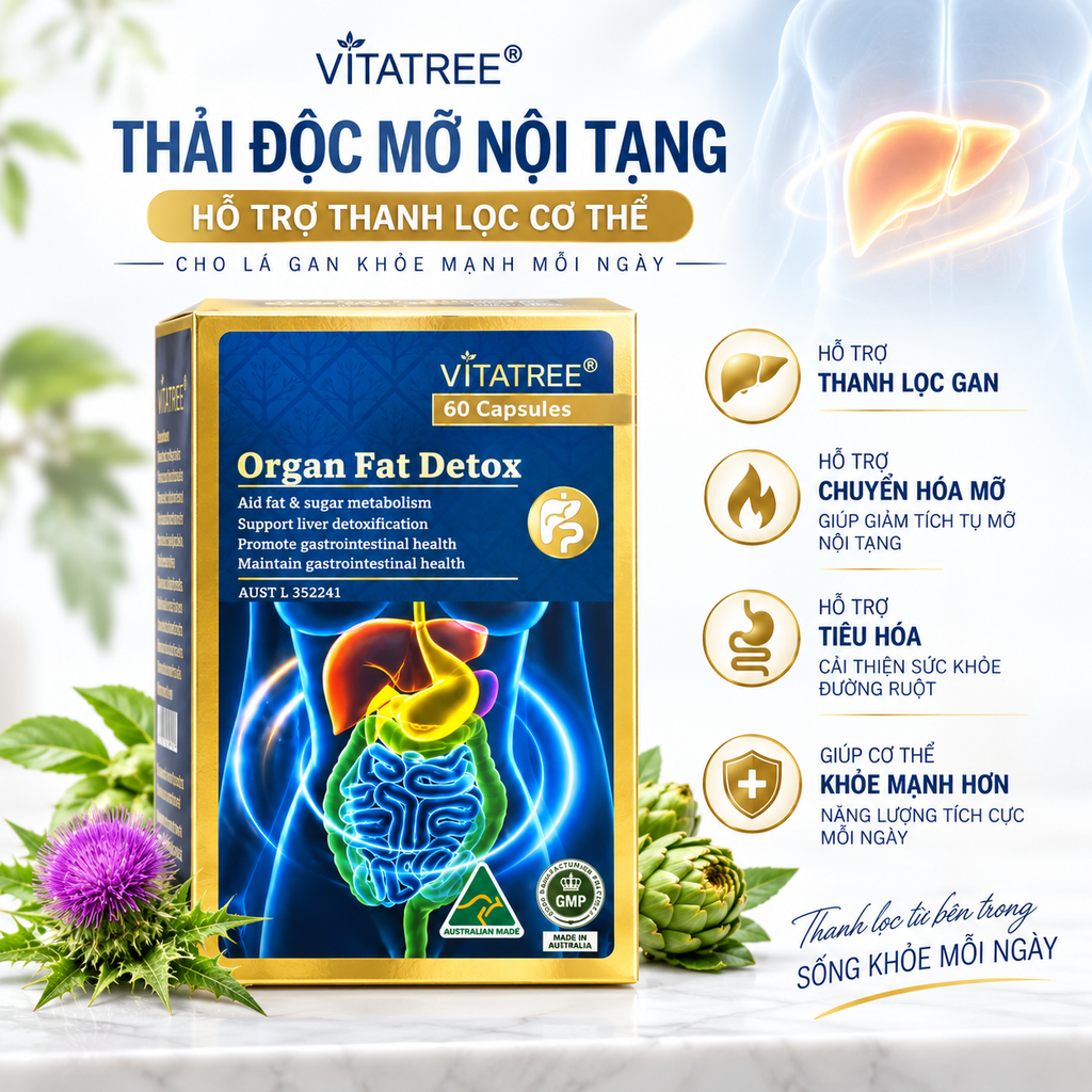 Thải Độc Mỡ Nội Tạng Vitatree Úc - 60 Viên