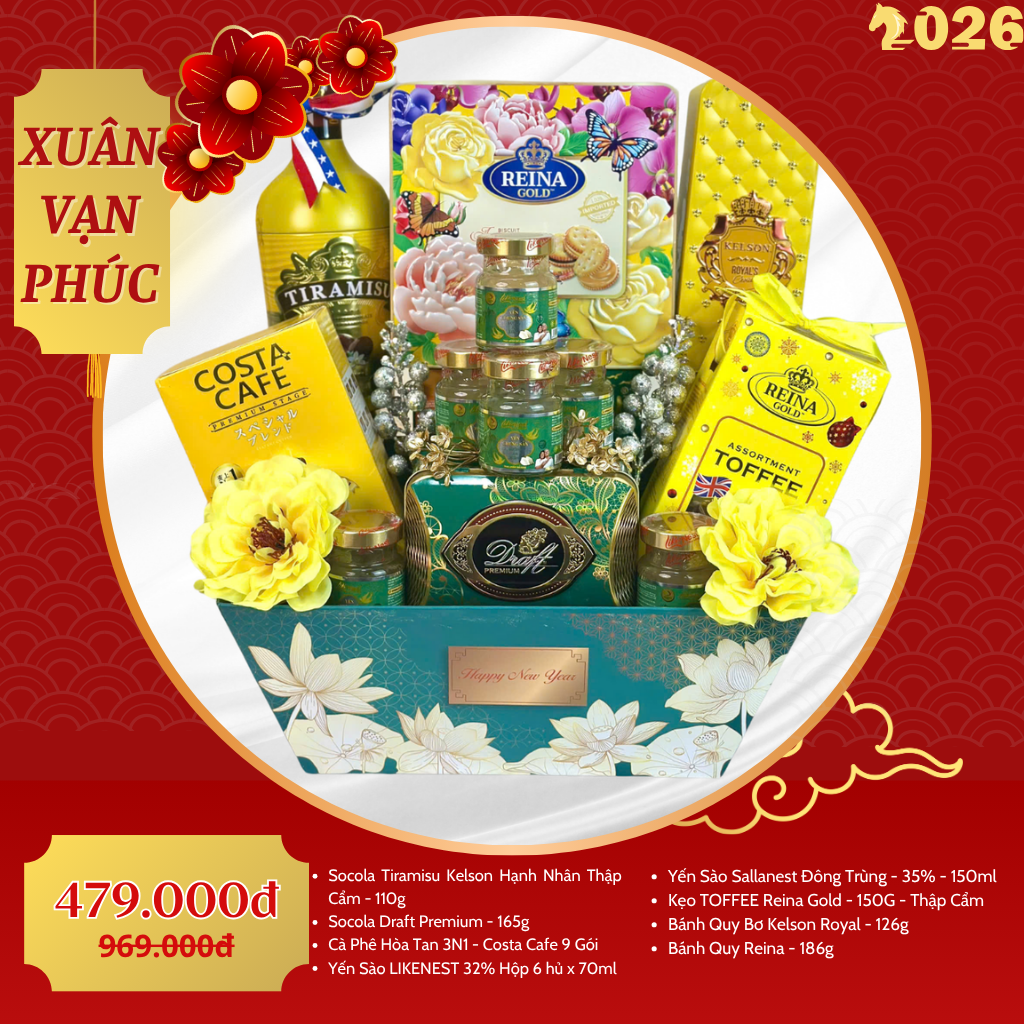 Giỏ Quà Tết Cao Cấp 2026 – Xuân Vạn Phúc