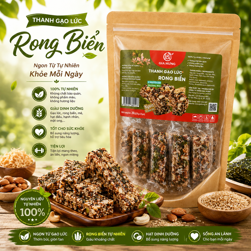 Thanh Gạo Lức Rong Biển Gia Hưng - 300g