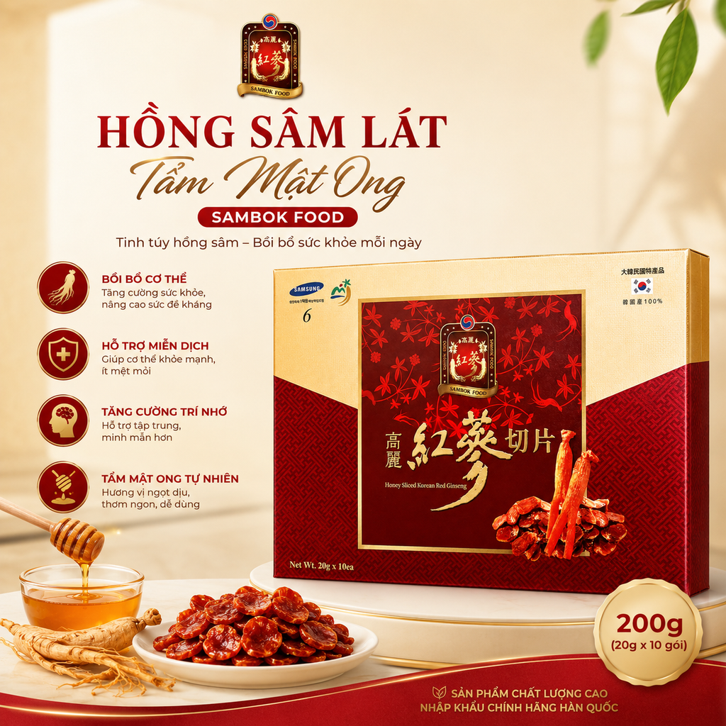 Hồng Sâm Lát Tẩm Mật Ong Sambok Food - 200g