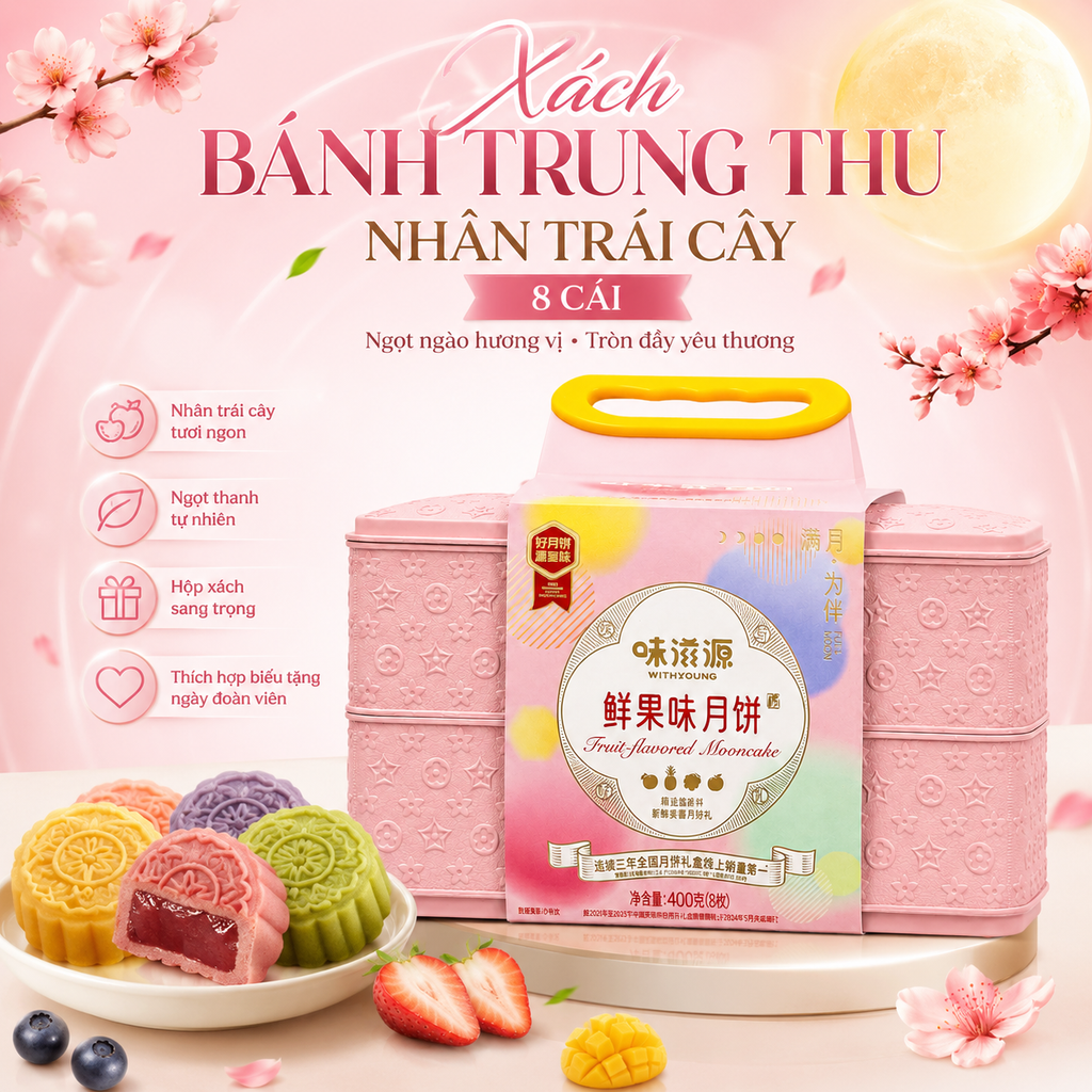 Xách Bánh Trung Thu Nhân Trái Cây - 8 Cái