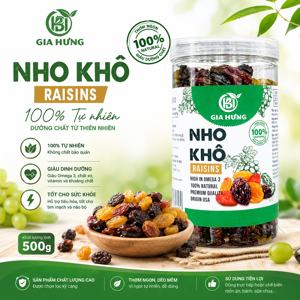 Nho Khô Raisins Gia Hưng - 500g