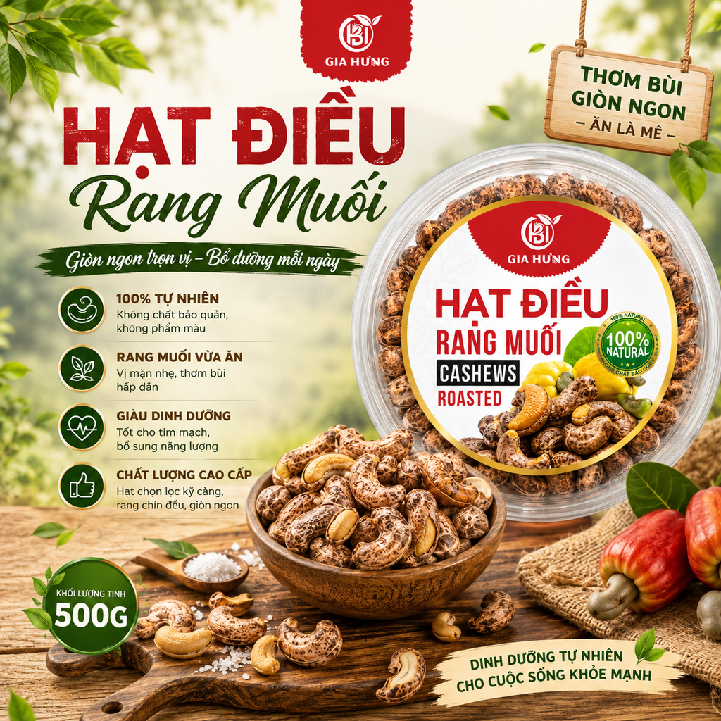 Hạt Điều Rang Muối Gia Hưng - 500g