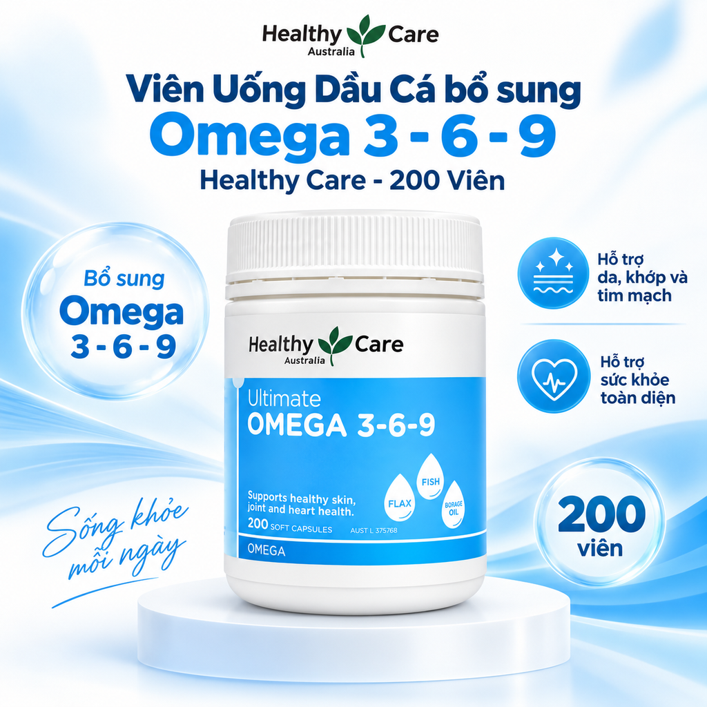 Viên Uống Dầu Cá Bổ Sung Omega 3 - 6 - 9 Healthy Care - 200 Viên