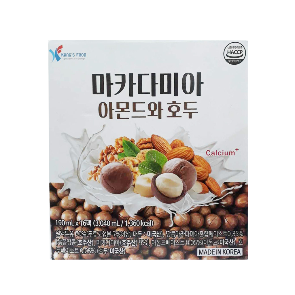 Sữa Hạt Macca Hạnh Nhân Óc Chó Canxi Hàn Quốc - Thùng 190ml x 16 Hộp