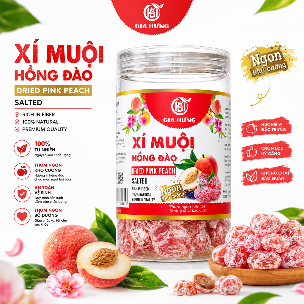 Xí Muội Hồng Đào Gia Hưng - 500g