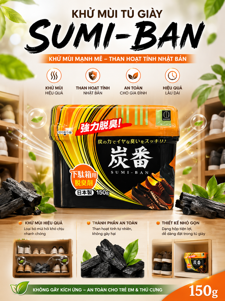 Khử Mùi Tủ Giày Sumi- Ban Nhật Bản