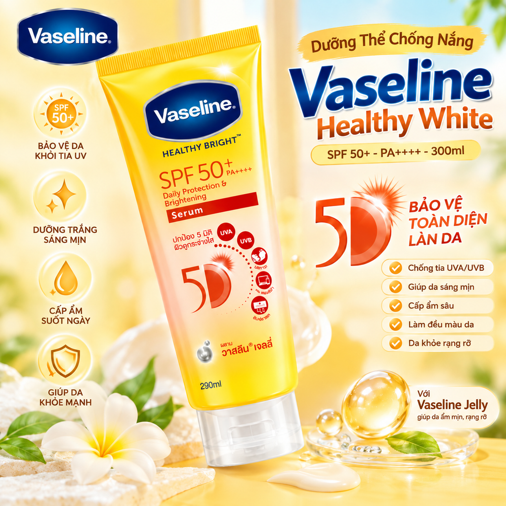 Dưỡng Thể Chống Nắng Vaseline Healthy White SPF 50+ PA++++ - 300ml