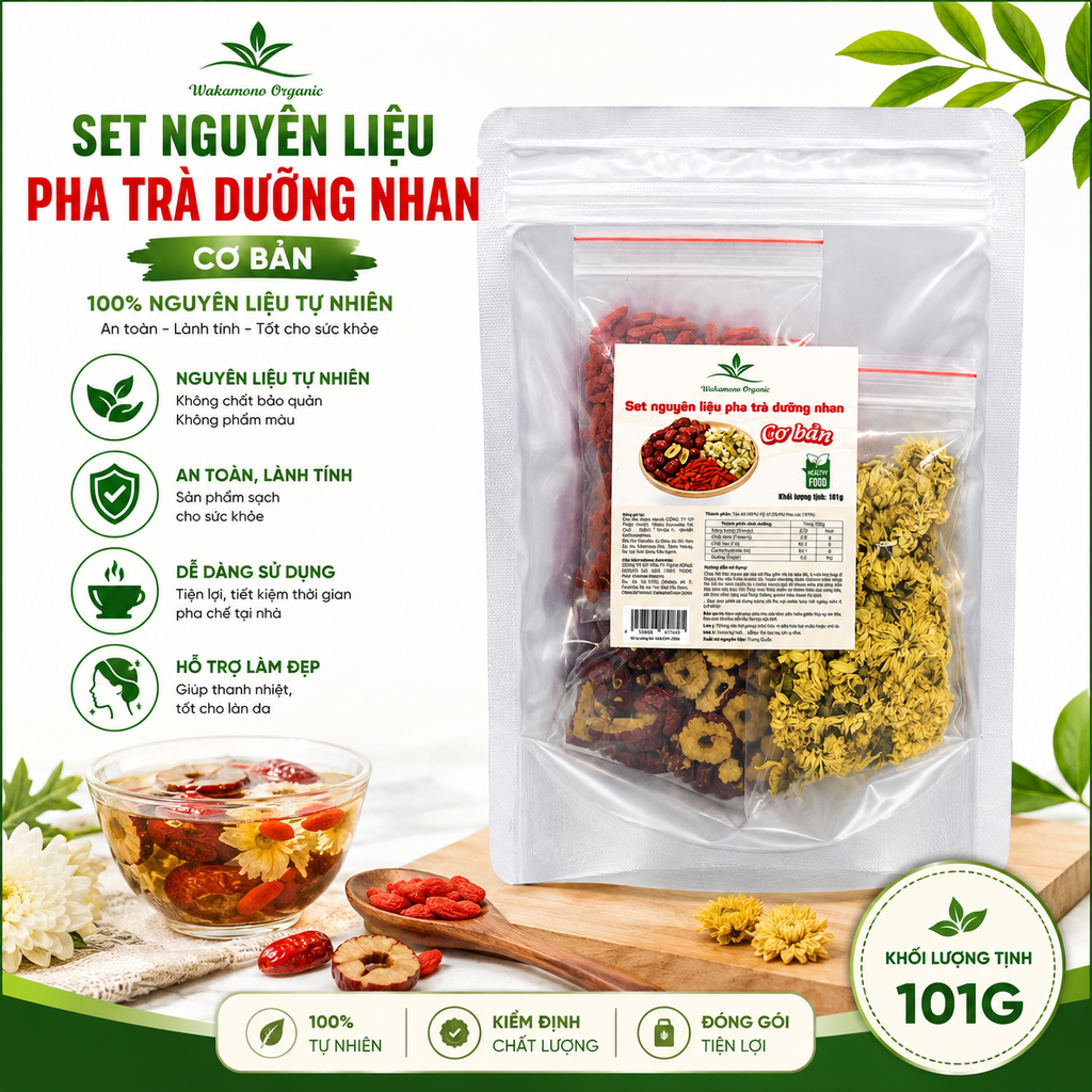 Set Nguyên Liệu Pha Trà Dưỡng Nhan Cơ Bản Wakamono
