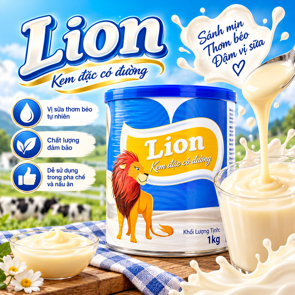 Sữa Kem Đặc Có Đường LION - 1kg