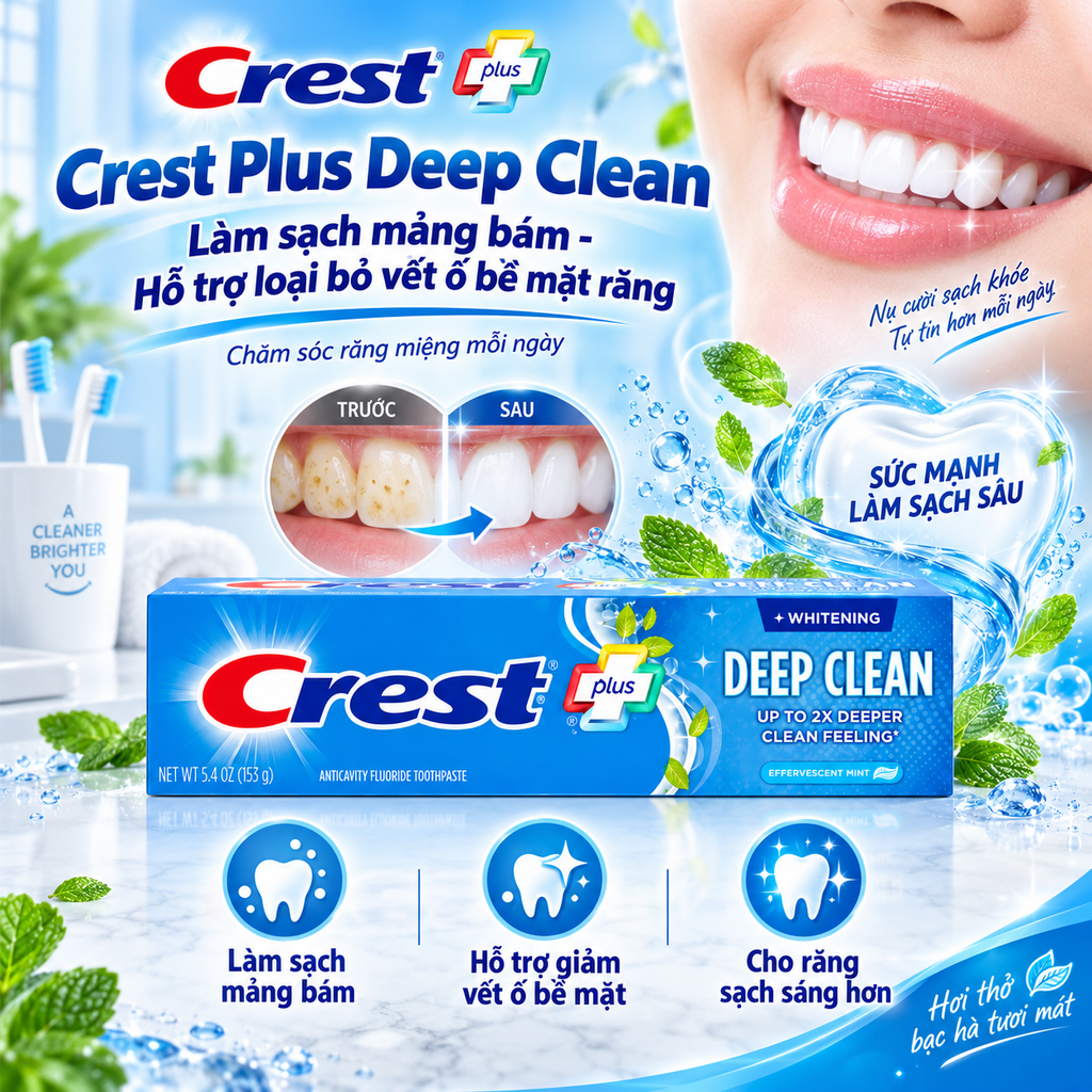Kem Đánh Răng Crest 3D White Plus - 153g