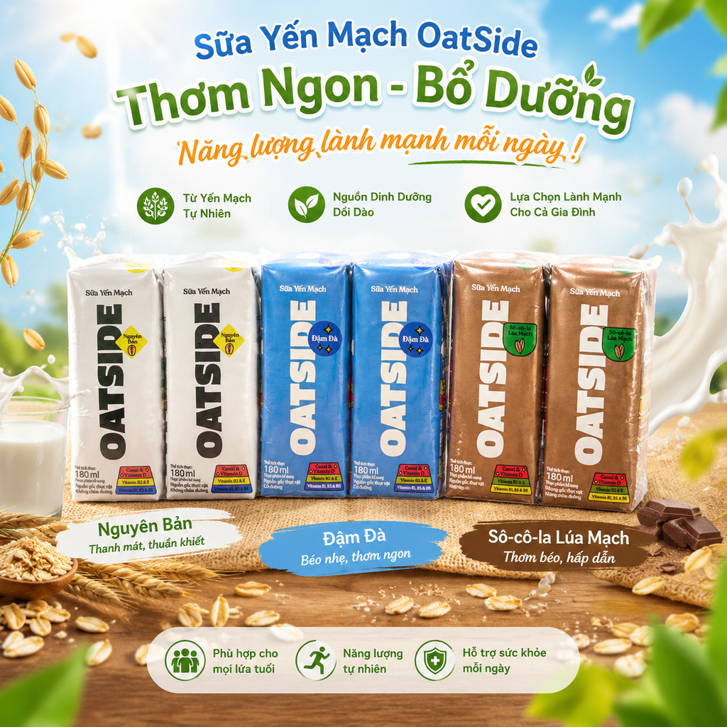Sữa Yến Mạch Oatside  - Lốc 3 hộp x 180ml