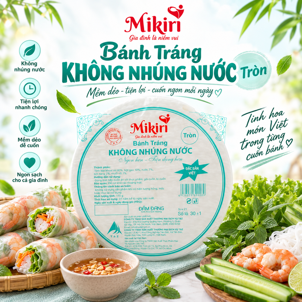 Bánh Tráng Tròn Không Nhúng Nước Mikiri - 110g