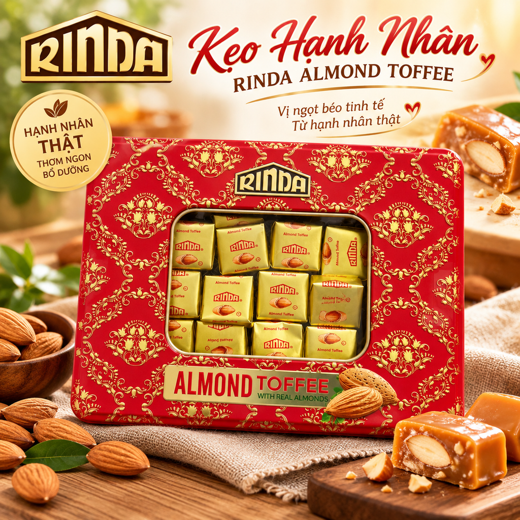 Kẹo Almond Toffee Rinda Hộp Thiếc - 100g