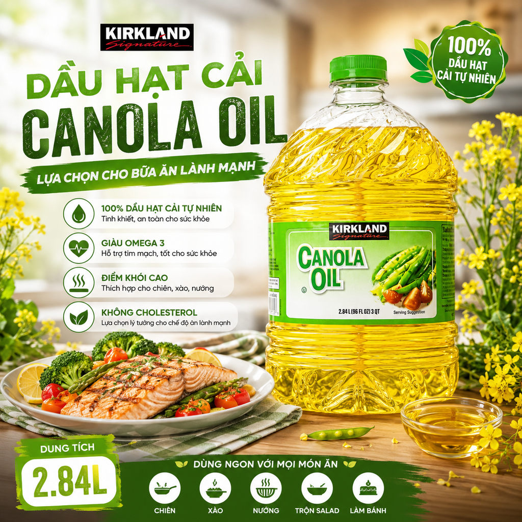 Dầu Ăn Kirkland Canola Mỹ - 2.84L