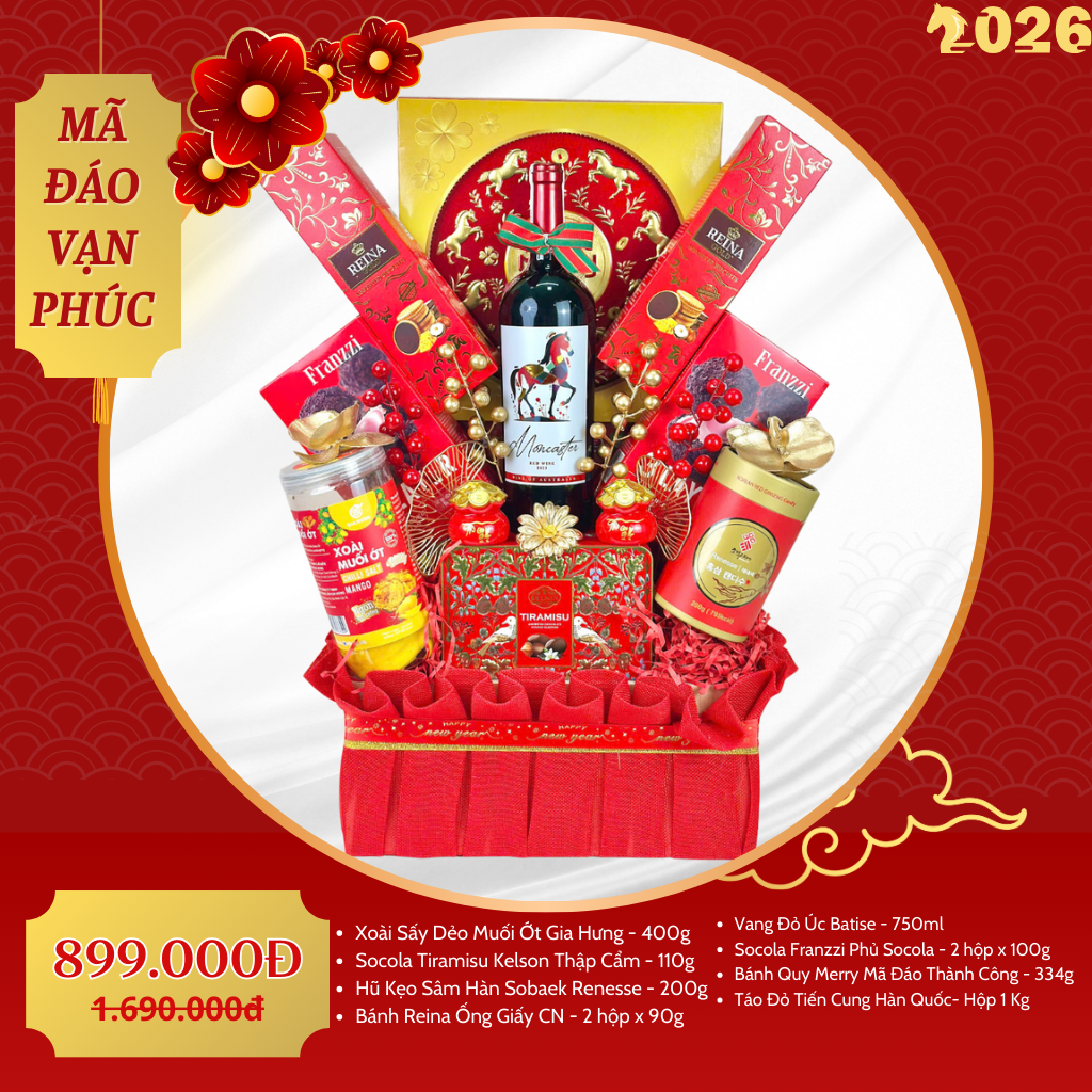 Giỏ Quà Tết Cao Cấp 2026 - Mã Đáo Vạn Phúc