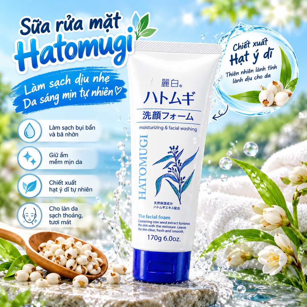 Sữa Rửa Mặt Hatomugi Lớn - 170g