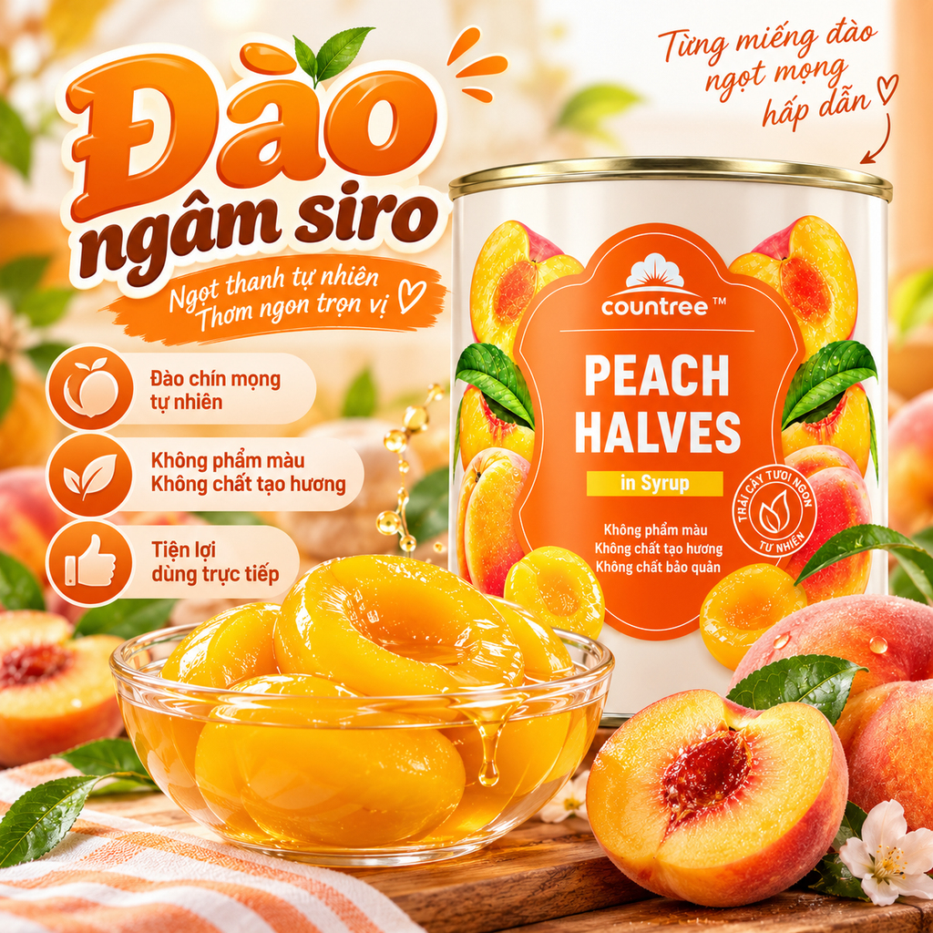 Đào Ngâm Giòn Ngọt Countree - 820g