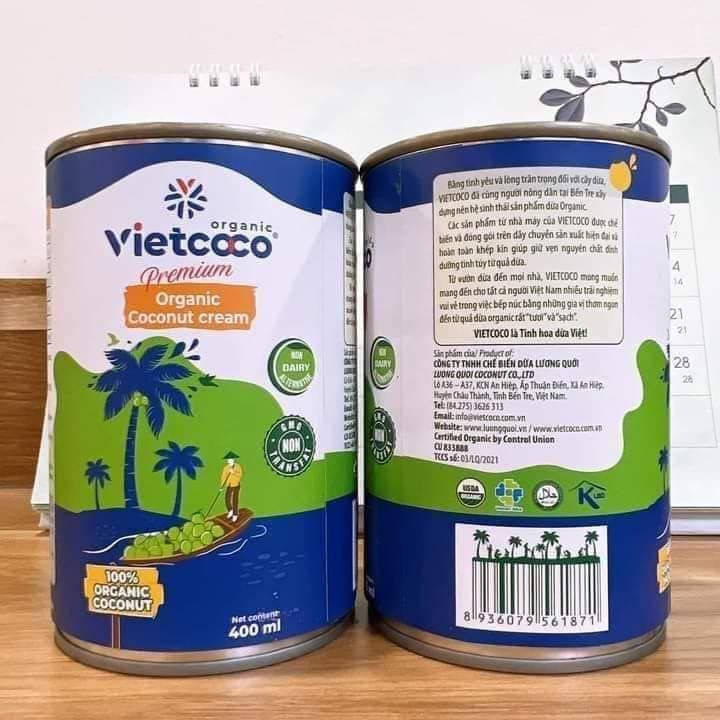 Nước Cốt Dừa Tươi VietCoCo - Lon 400ml