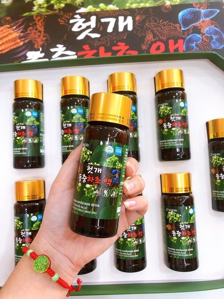 Nước Bổ Gan Đông Trùng Well Bio Hovenia Cordyceps Hàn Quốc - 10 chai x 100ml
