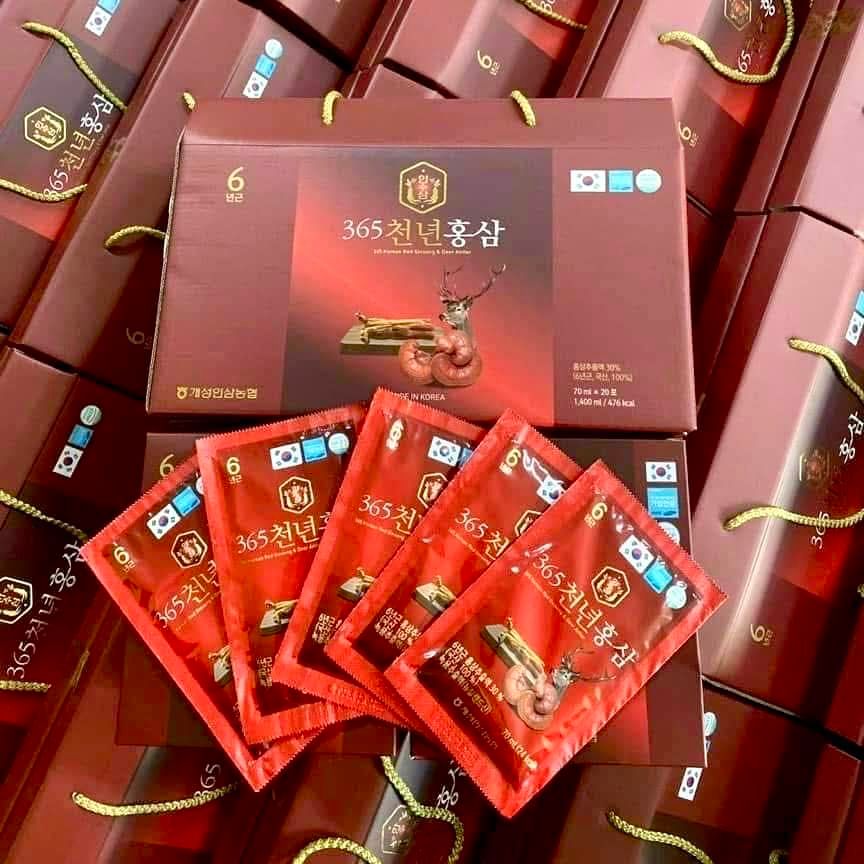 Nước Hồng Sâm Nhung Hươu Linh Chi – Hộp 20 gói x 70ml