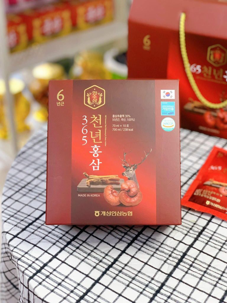 Nước Hồng Sâm Nhung Hươu Linh Chi – Hộp 20 gói x 70ml