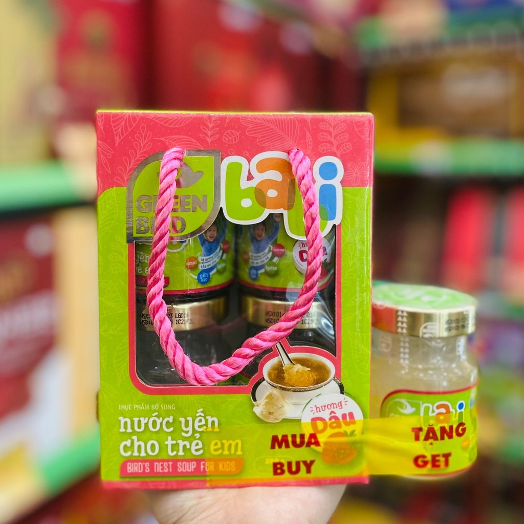Nước Yến Babi Hương Dâu Green Bird –  Lốc 4 hũ x 72g