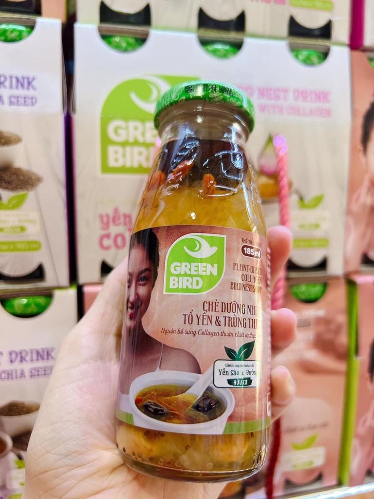 Nước Yến Sào Dưỡng Nhan & Đông Trùng Green Bird– Lốc 4 x 185m