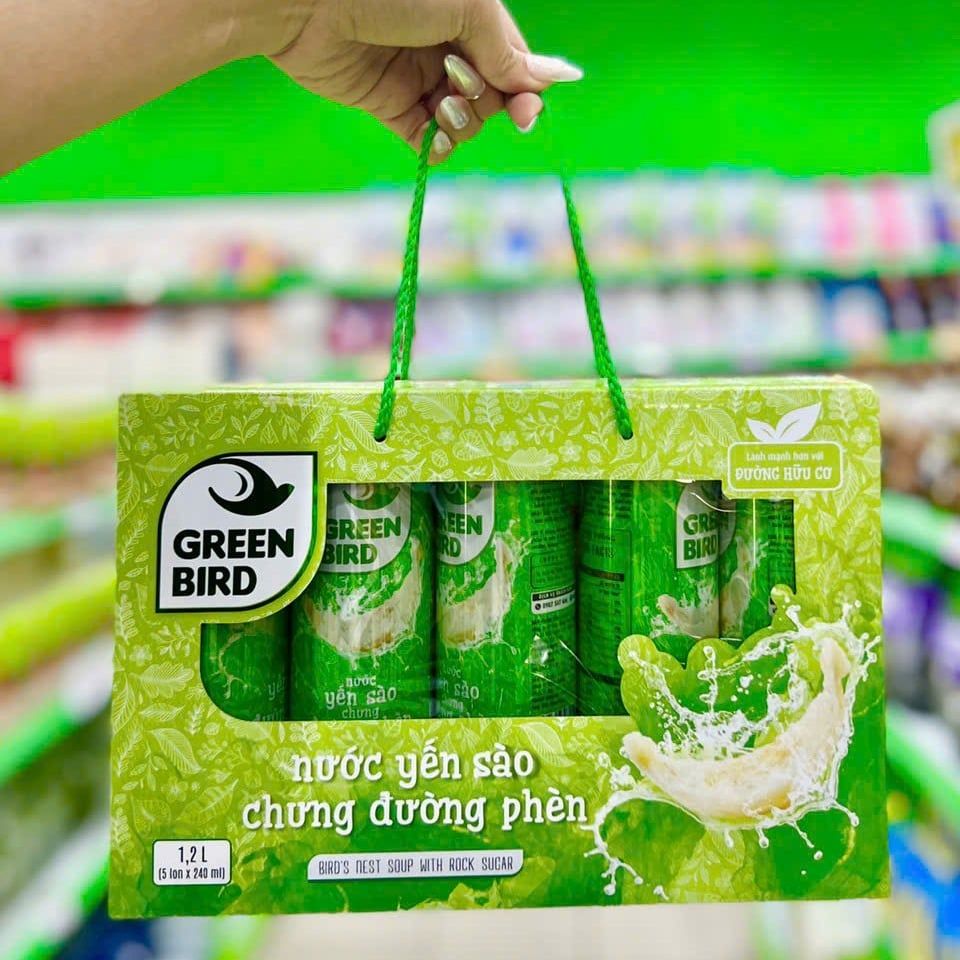 Nước Yến Sào Chưng Đường Phèn Green Bird – Set 5 lon x 240ml