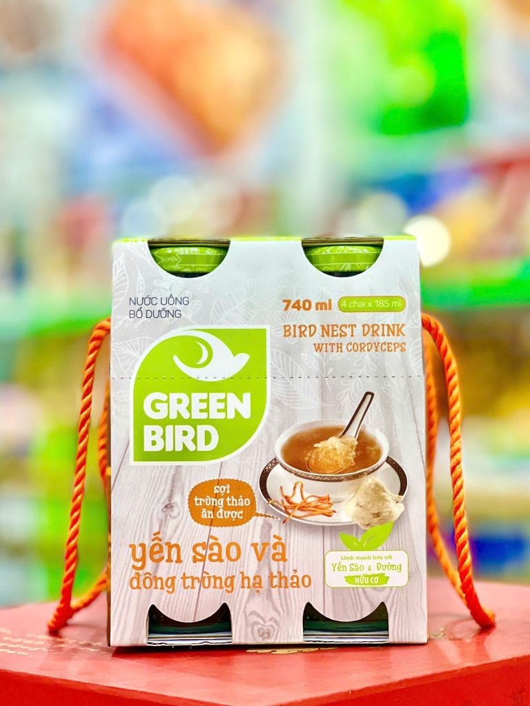 Nước Yến Sào & Đông Trùng Hạ Thảo Green Bird – Lốc 4 chai x 185ml