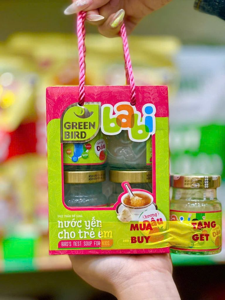 Nước Yến Babi Hương Dâu Green Bird –  Lốc 4 hũ x 72g