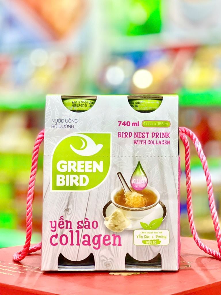 Nước Yến Sào Collagen Green Bird - Lốc 4 chai x 185ml