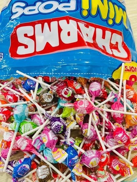 Combo 10 Cây Kẹo Mút Hương  Trái Cây Tổng Hợp Charms Mini Pops Mỹ