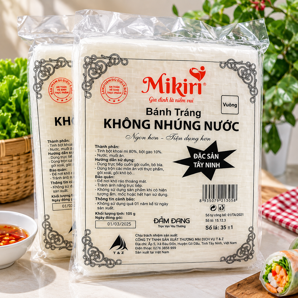 Bánh Tráng Vuông Không Nhúng Nước Mikiri - 105g