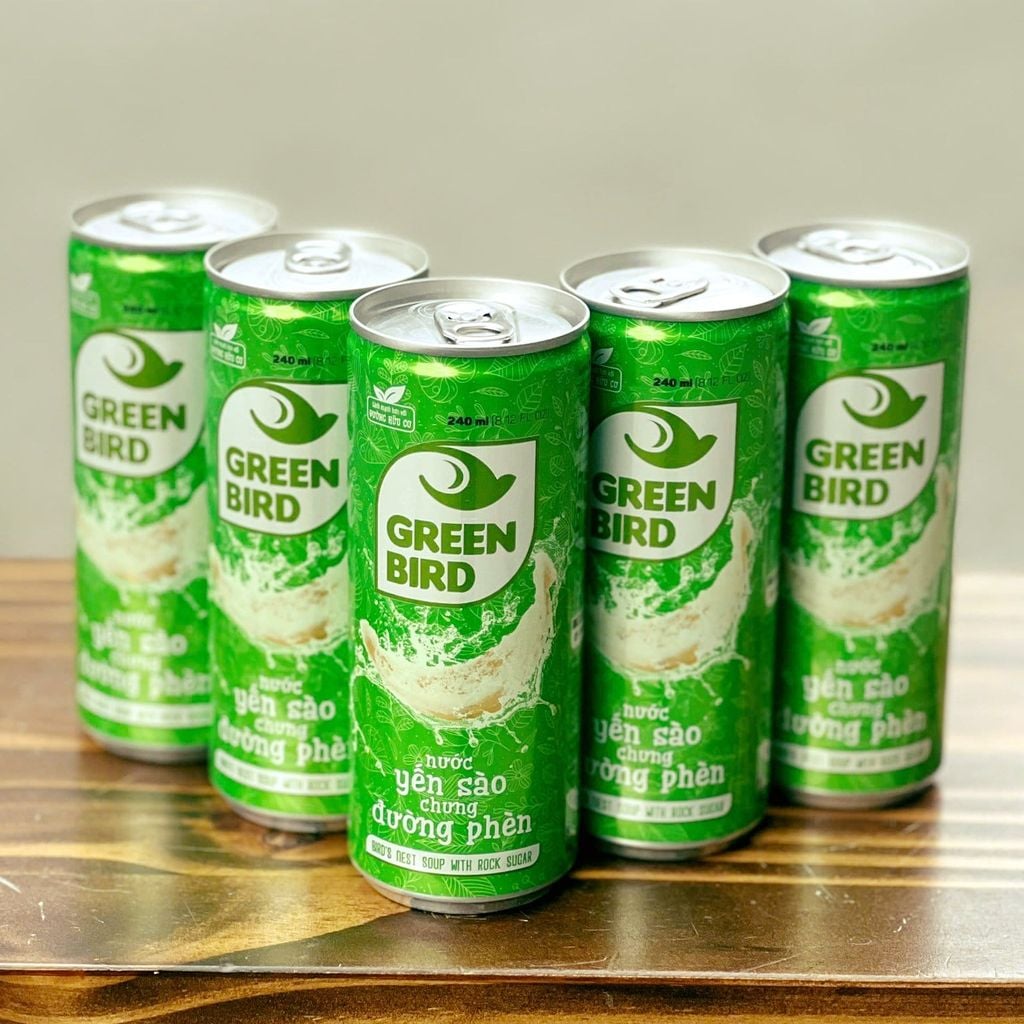 Nước Yến Sào Chưng Đường Phèn Green Bird – Lốc 6 lon x 240ml