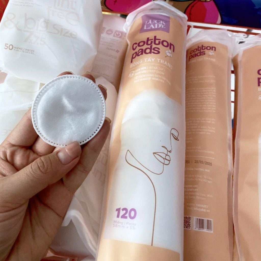 Bông Tẩy Trang LUCK LADY Tròn - 120 Miếng